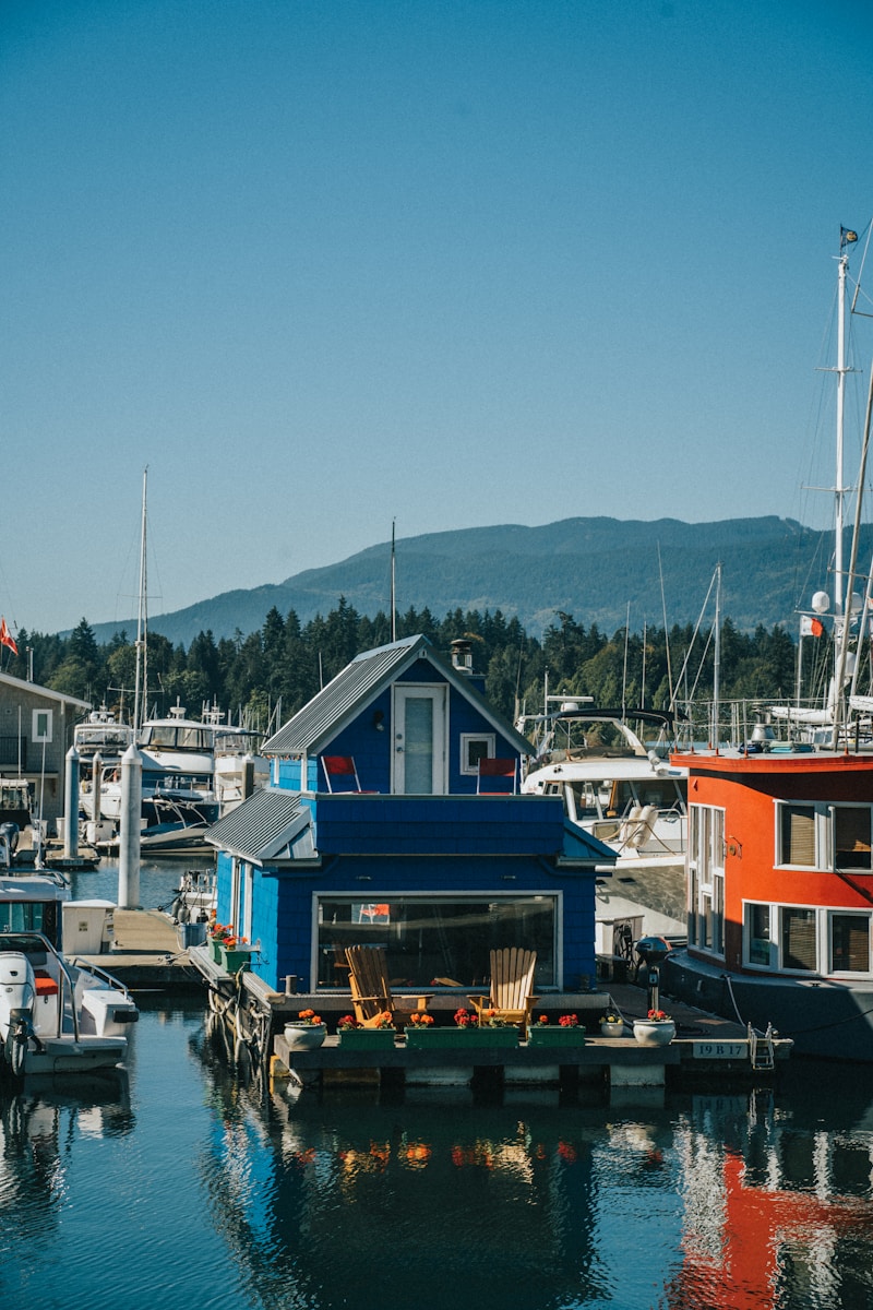 blue red and white houses beside body of water during daytime with homeowners policy